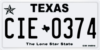 TX license plate CIE0374