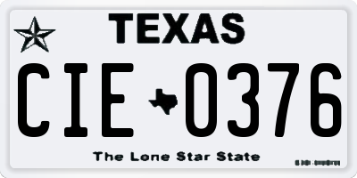 TX license plate CIE0376