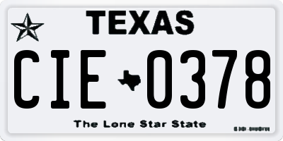 TX license plate CIE0378