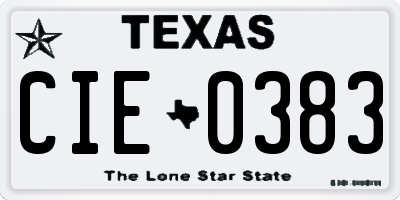 TX license plate CIE0383