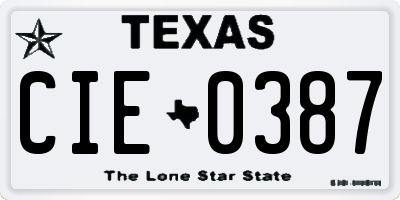 TX license plate CIE0387