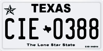 TX license plate CIE0388