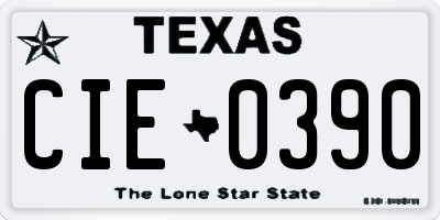TX license plate CIE0390
