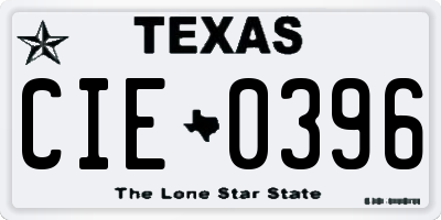 TX license plate CIE0396