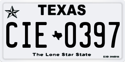 TX license plate CIE0397