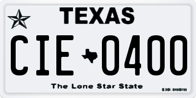 TX license plate CIE0400