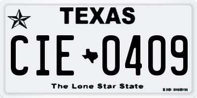TX license plate CIE0409