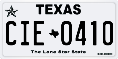 TX license plate CIE0410