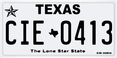 TX license plate CIE0413