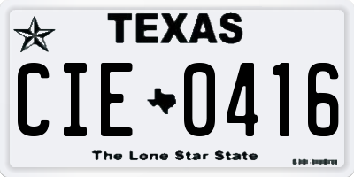 TX license plate CIE0416