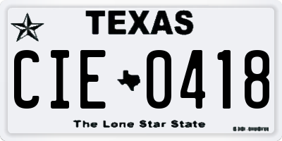 TX license plate CIE0418
