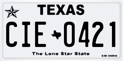 TX license plate CIE0421