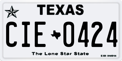 TX license plate CIE0424