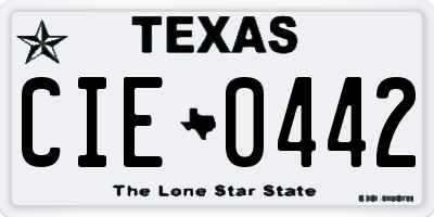TX license plate CIE0442