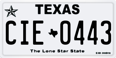 TX license plate CIE0443