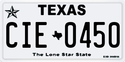 TX license plate CIE0450