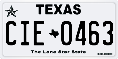 TX license plate CIE0463