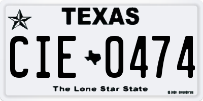 TX license plate CIE0474