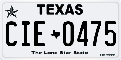 TX license plate CIE0475
