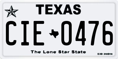 TX license plate CIE0476