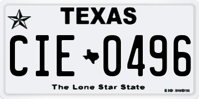 TX license plate CIE0496
