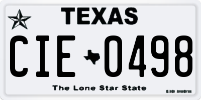 TX license plate CIE0498