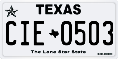 TX license plate CIE0503