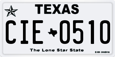 TX license plate CIE0510