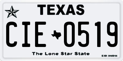 TX license plate CIE0519