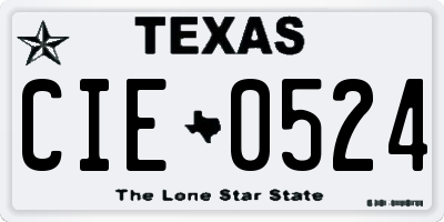 TX license plate CIE0524