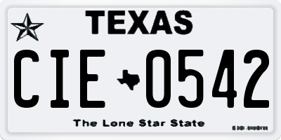 TX license plate CIE0542