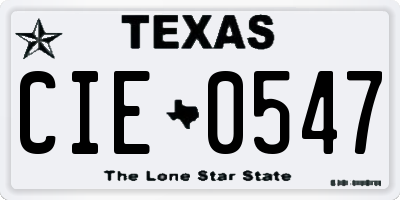 TX license plate CIE0547