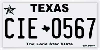 TX license plate CIE0567