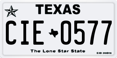 TX license plate CIE0577