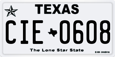 TX license plate CIE0608