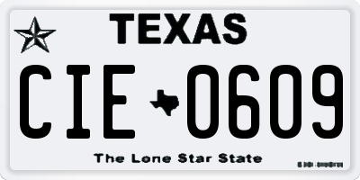 TX license plate CIE0609