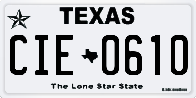TX license plate CIE0610