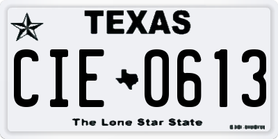 TX license plate CIE0613