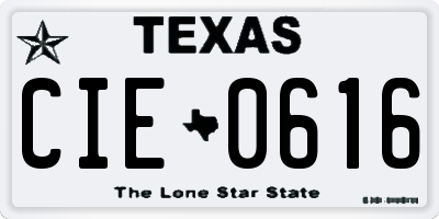 TX license plate CIE0616