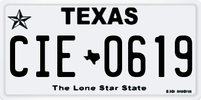 TX license plate CIE0619