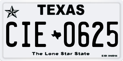 TX license plate CIE0625