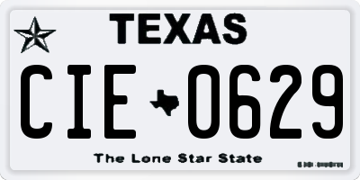 TX license plate CIE0629