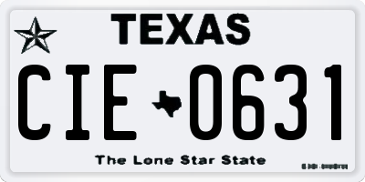 TX license plate CIE0631