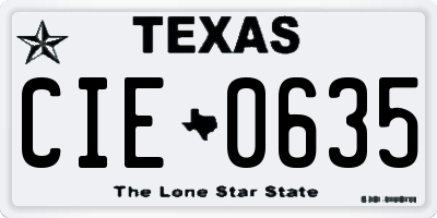 TX license plate CIE0635