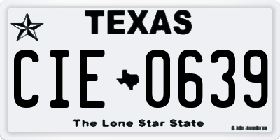 TX license plate CIE0639