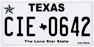 TX license plate CIE0642