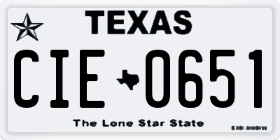 TX license plate CIE0651