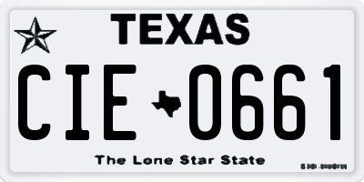 TX license plate CIE0661