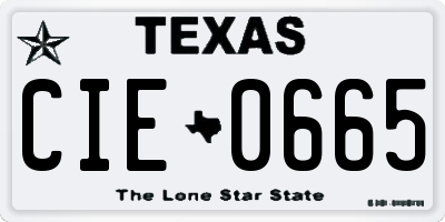 TX license plate CIE0665
