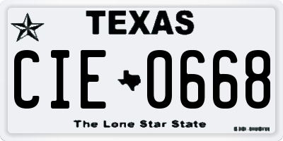 TX license plate CIE0668